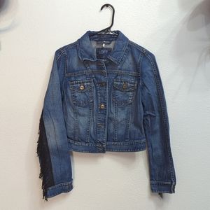 Western Boho Fringe Denim Jacket Sz Small